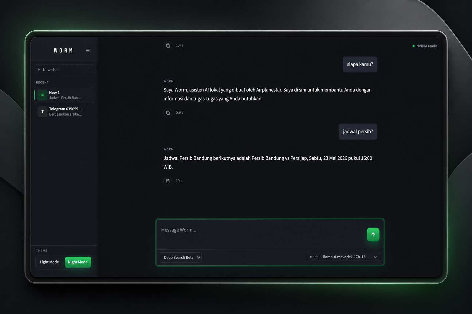Worm interface preview